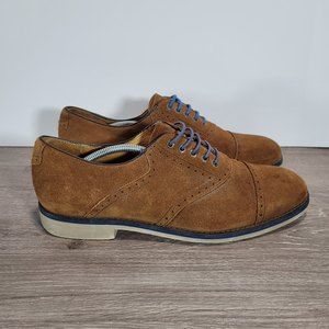 Johnston & Murphy Oxford Men's Brown Suede Blue lace Dress Shoes Sz 10 59-11640